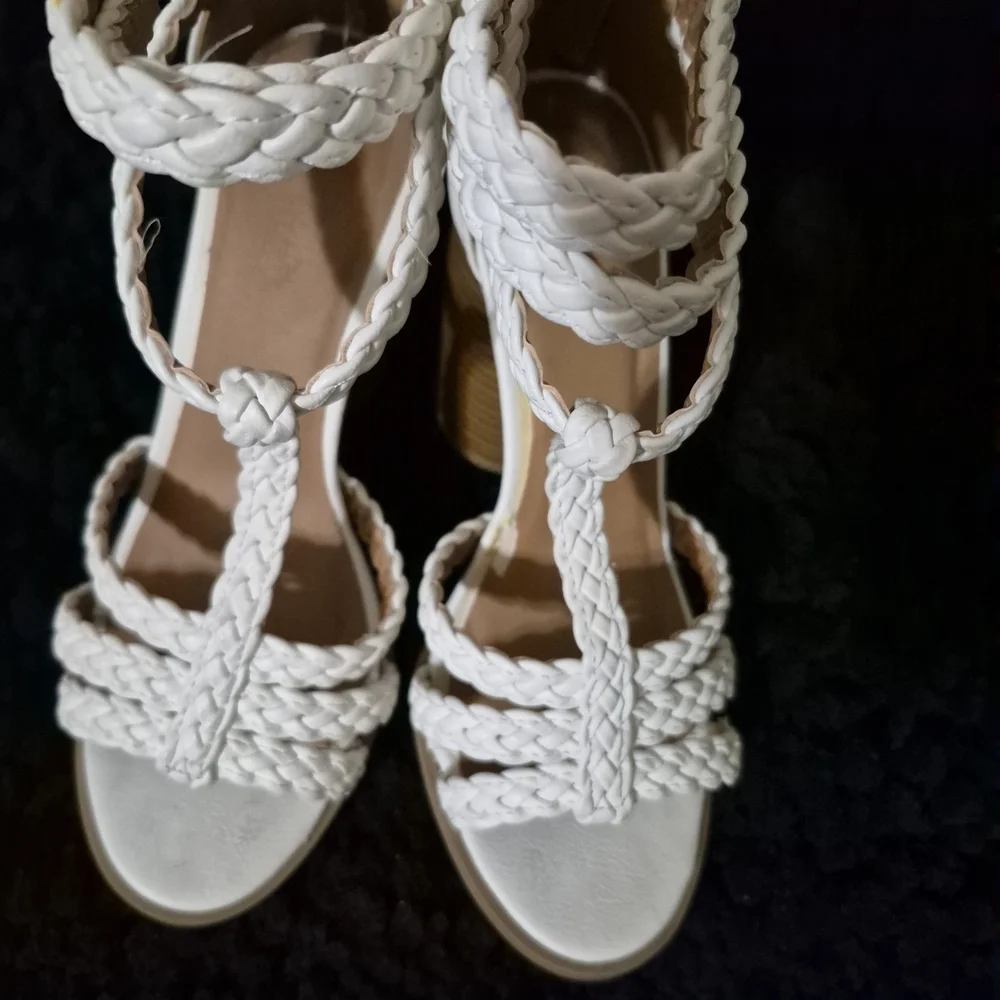 Charlotte Russe White Braided Heeled Sandals
